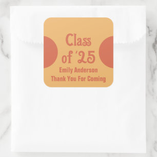 Class of '25 Orange Grad Name Thank You Graduation Square Sticker