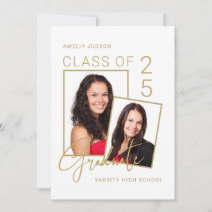 Class Of 25 Photo Gold Script Graduation Announcement