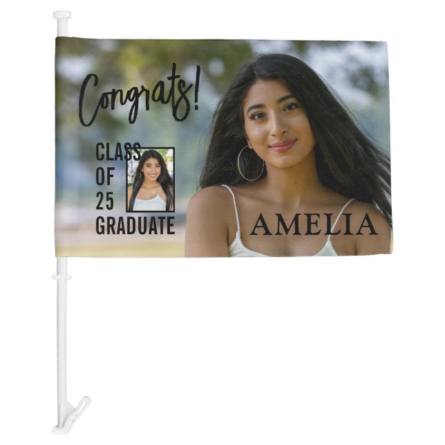 Class Of 25 Photo Graduation Car Flag (Front)
