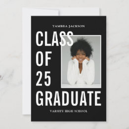 Class Of 26 Black White Photo Memories Graduation Announcement