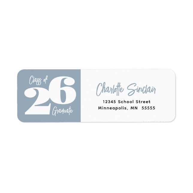 Class of 26 Graduate Blue Return Address Label (Front)