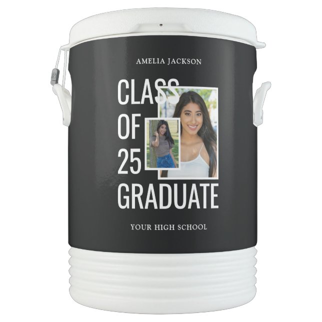 Class Of 26 With Photo Black & White Beverage Cooler (Back)
