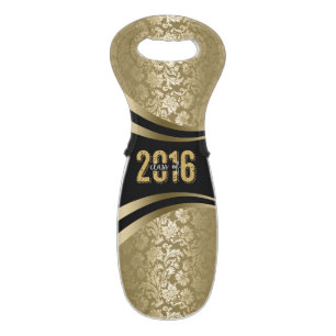 Class Of 29016 Gold & Black Geometric Design Wine Bag
