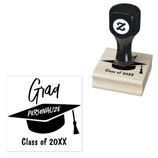 Class of (Add Year) Grad -Personalize Rubber Stamp (Stamped)
