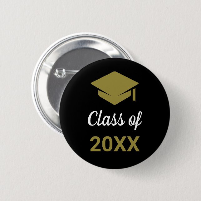 Class Of Any Year Congrats Grad Graduation Cap Button (Front & Back)