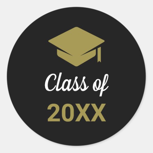 Class Of Any Year Congrats Grad Graduation Cap Classic Round Sticker