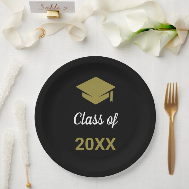 Class Of Any Year Congrats Grad Graduation Cap Paper Plates (Wedding)