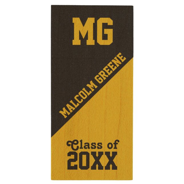 CLASS OF (any year) custom name & monogram USB Wood USB Flash Drive (Back (Vertical))