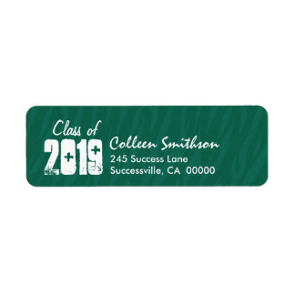 Class of Any Year GREEN Zebra Print Graduation Label