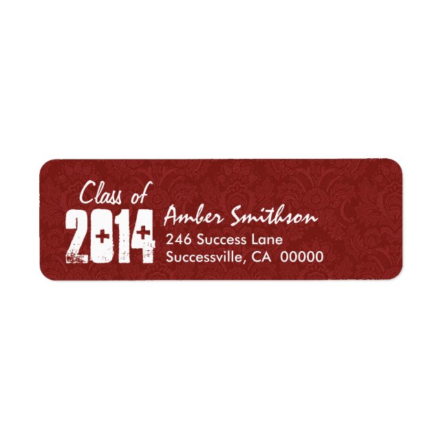 Class of Any Year RED and WHITE Graduation Label (Front)