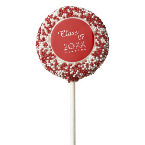 Class of ANY YEAR Text Design Grunge Stars S07 RED Chocolate Dipped Oreo Pop