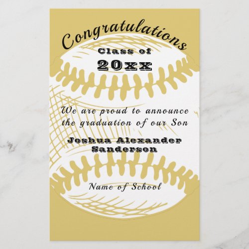 Class of Baseball Graduation Announcement Stationery