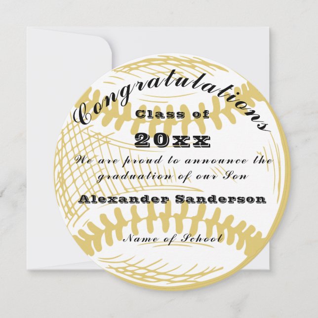 Class of  Baseball School Graduation Announcement (Front)
