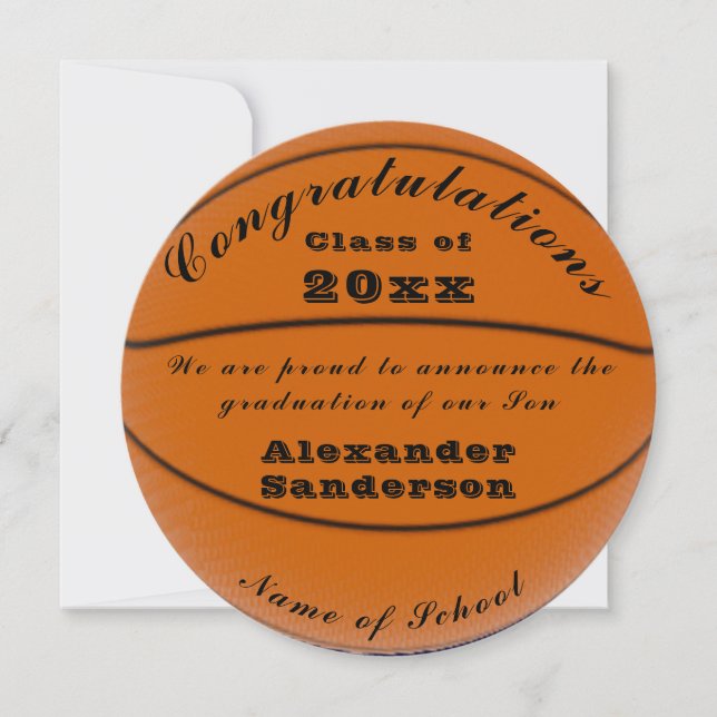 Class of Basketball School Graduation Announcement (Front)