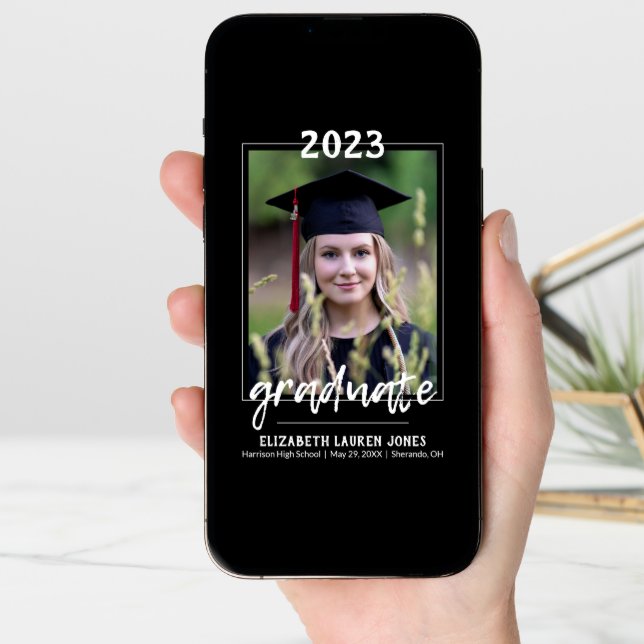 Class of Black and White Classic Graduation Announcement (Front Digital)