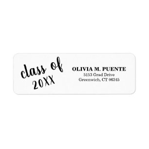 Class Of Black and White Graduation Label
