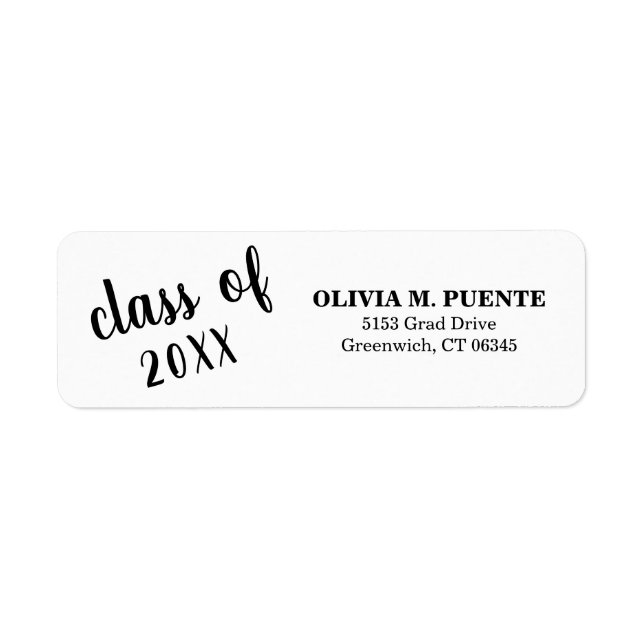 Class Of Black and White Graduation Label (Front)