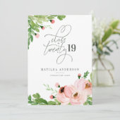 Class of blush floral watercolor graduation invite (Standing Front)