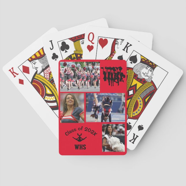 Class Of Cheer Photo School Name Poker Cards (Back)