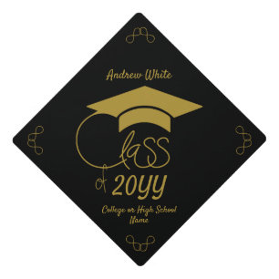 Class of...Chic Gold Design & Typography Graduation Cap Topper
