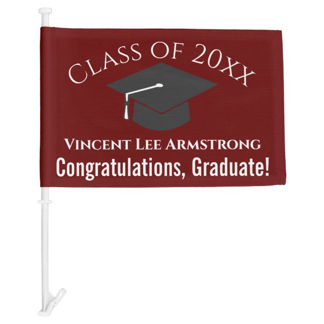 Class of Congratulations Graduate Maroon & White Car Flag (Front)