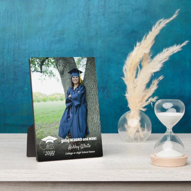 Class of - Custom Grad Photo-White Script Plaque (Side)