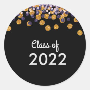 Class of Custom Year Glitter Confetti 2022 Classic Round Sticker