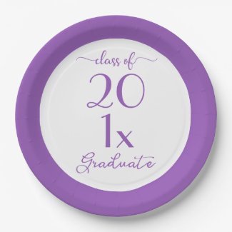 Class Of Custom Year Graduate Violet Typography Paper Plate