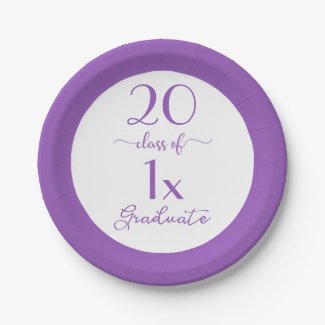Class Of Custom Year Graduate Violet Typography Paper Plate