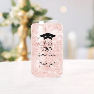 Class of-Custom Year-Name-Phrase-Black Script Can Glass