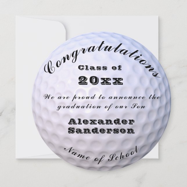 Class of Golf ball School Graduation Announcement (Front)