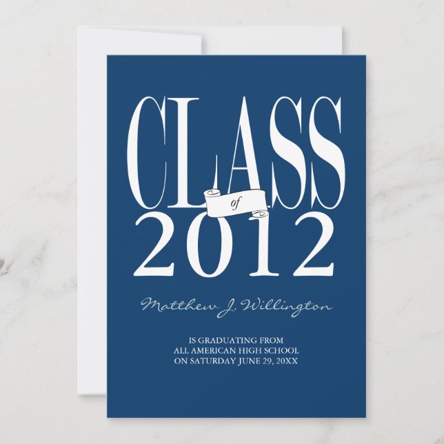 Class of Grad Invite/Announcement: Navy Invitation (Front)