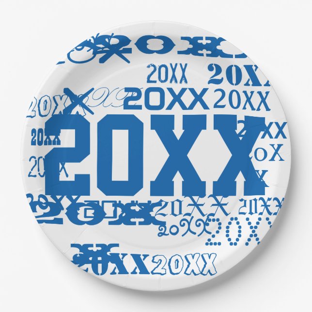 Class Of Grad Pattern Graduation Year Template Paper Plates (Front)