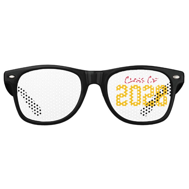 CLASS OF Grad YEAR School Senior Fun Retro Sunglasses (Front)