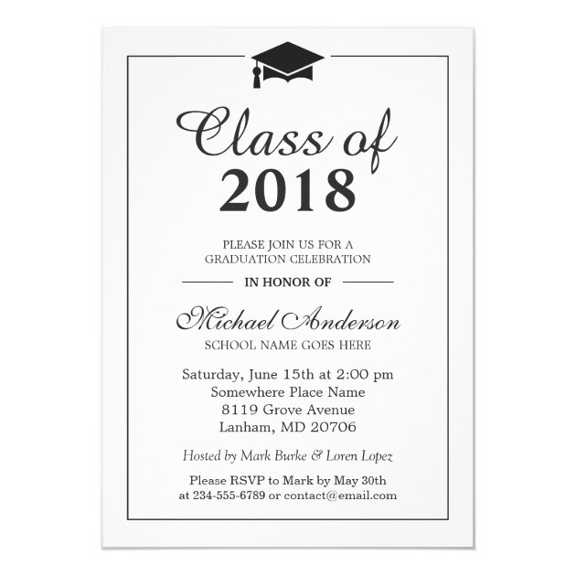 Class Of Graduate Cap Logo Graduation Party Invitation