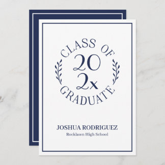 Class of Graduate Classic Navy White Typography Announcement