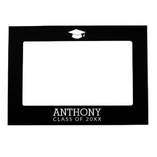 Class of Graduate - Graduation Cap black white Magnetic Frame