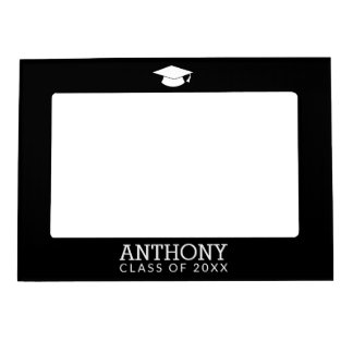 Class of Graduate - Graduation Cap black white Magnetic Frame