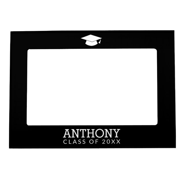 Class of Graduate - Graduation Cap black white Magnetic Frame (Front)