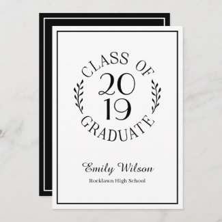 Class of Graduate Name Chic Black White Typography Announcement