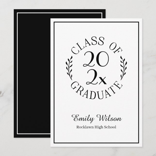Class of Graduate Name Chic Black White Typography Announcement (Front/Back)