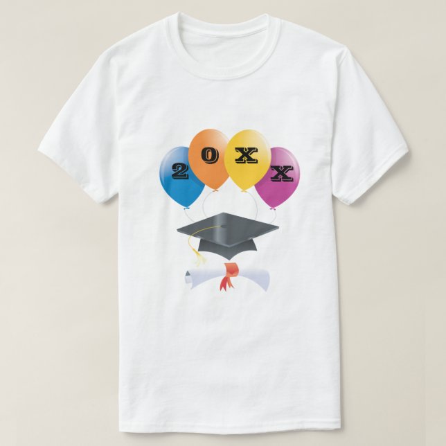 Class of Graduation Balloons Graduate Cap Diploma T-Shirt (Design Front)