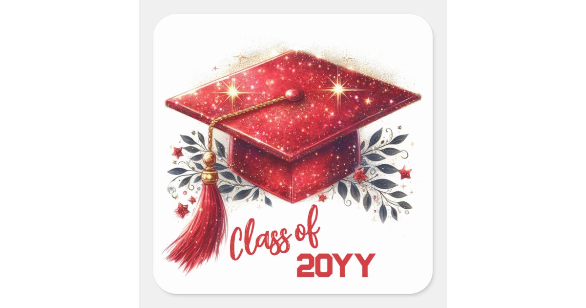 Class of Graduation Cap and Diploma Square Sticker | Zazzle