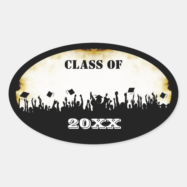 Class of Graduation Caps and Gowns Stickers (Front)