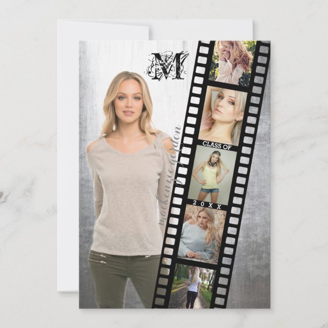 Class of Graduation Party Senior Portrait Negative Invitation (Front)