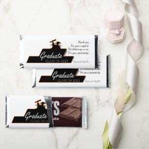 Class of Graduation Script Black & White Scroll Hershey Bar Favors
