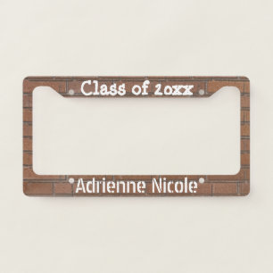 "Class of" Graffiti on Brick Wall License Plate Frame