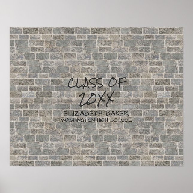 Class of | Gray Brick "Write On My Wall" Keepsake Poster (Front)