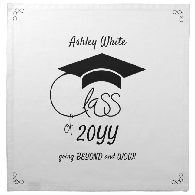 Class of-Inspirational Quote-Elegant Black Cloth Napkin (Front)