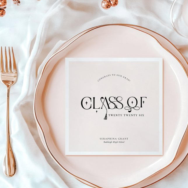 Class Of | Modern Personalized Graduation Party Napkins (Creator Uploaded)